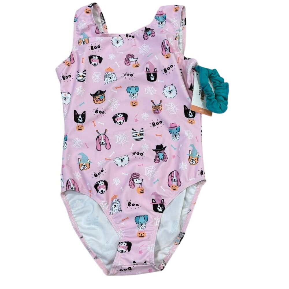 Adult XS Destira Halloween Pet Print Leotard With Matching Scrunchie
